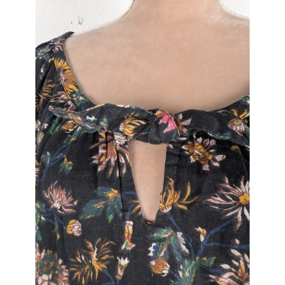 Natural Life Sienna Mini Dress Black Floral Size L XL Cottagecore Boho Peasant - Picture 4 of 12